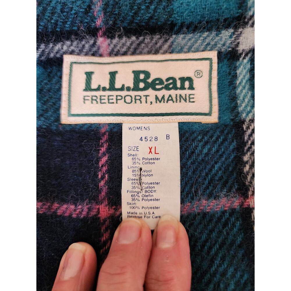 Vintage LL Bean Womens XL Baxter Parka Hooded Wool Blend Flannel Lined - Picture 6 of 9